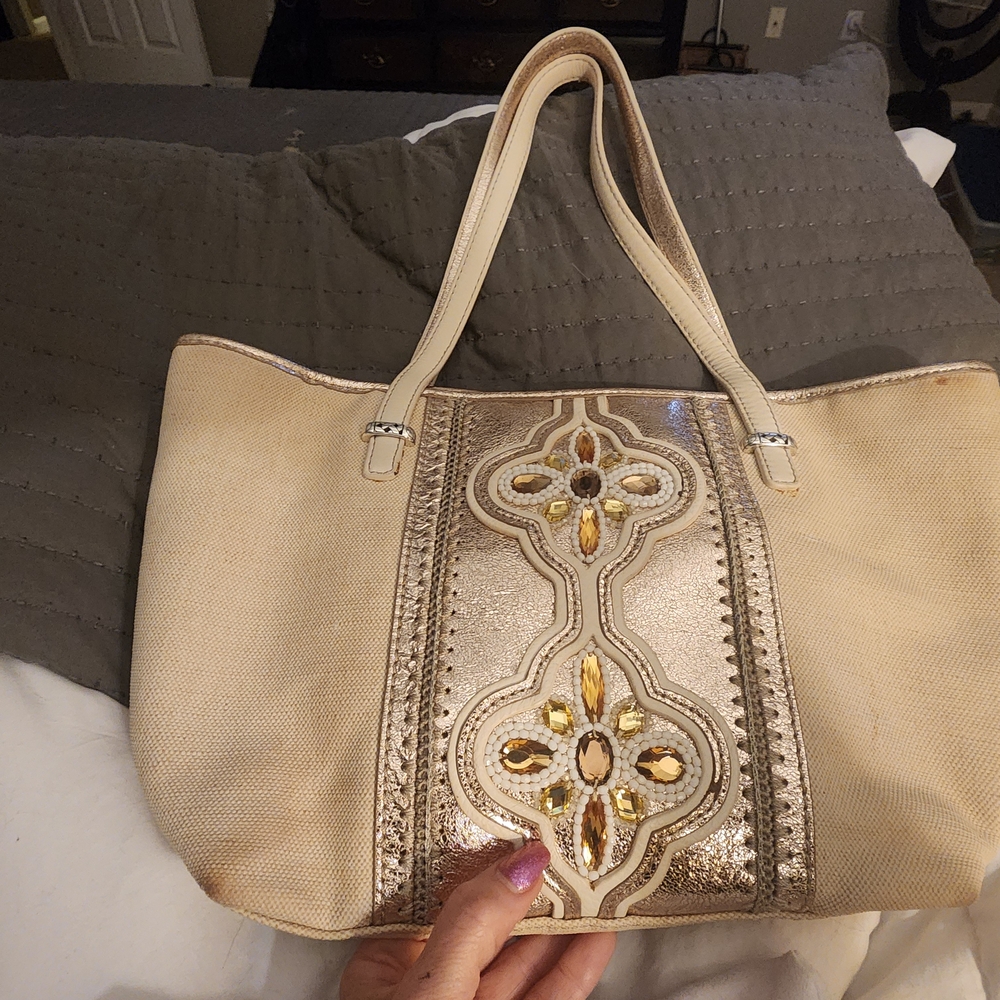 Brighton Yasmin Tote Bag with Handbeaded Accents